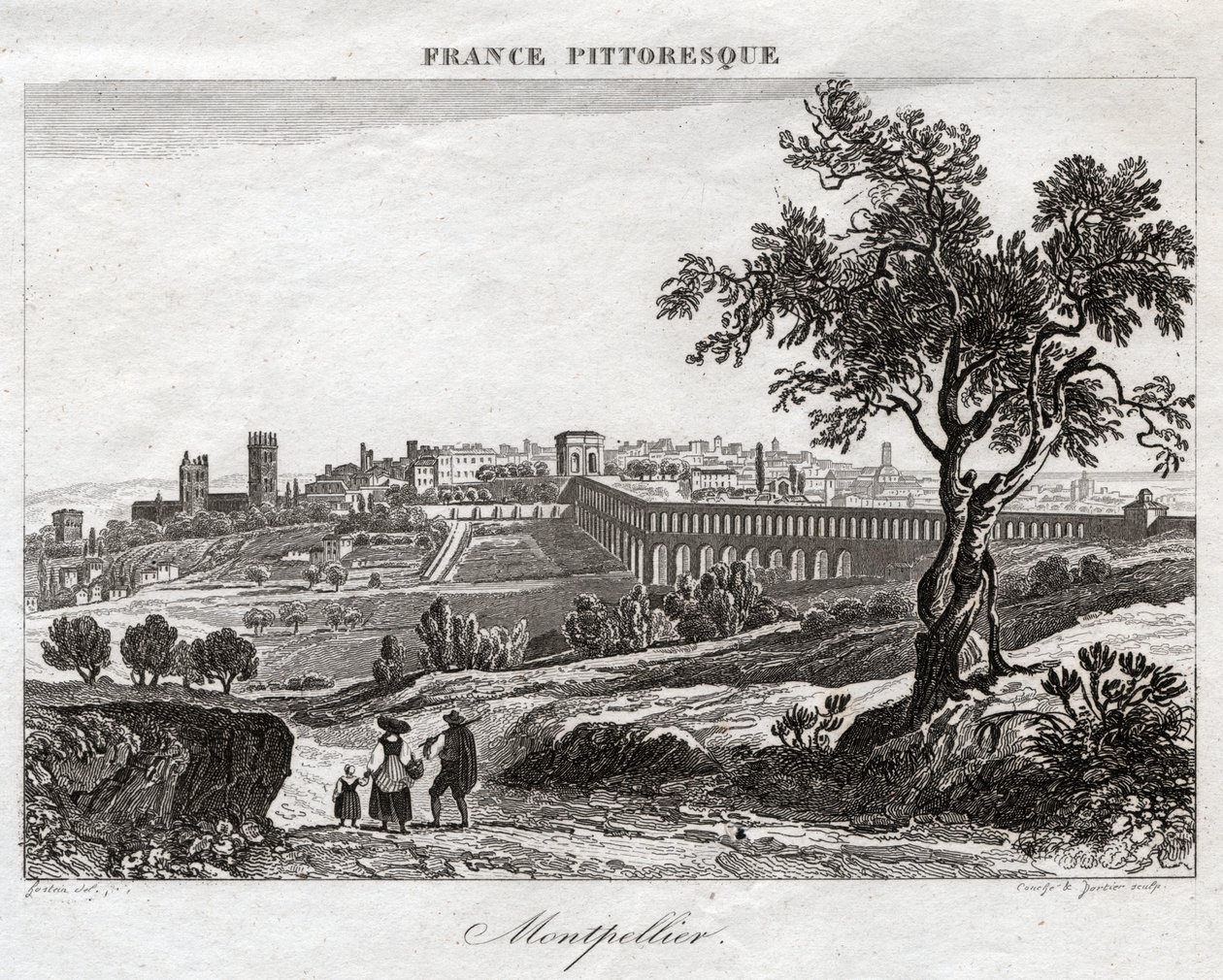 Montpellier. (gravering, ca. 1850) av French School