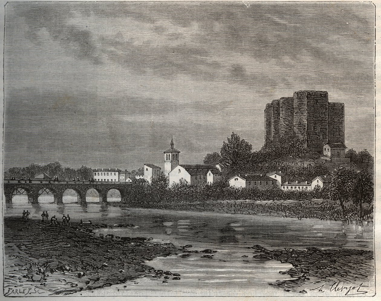 Montrond-les-Bains (Montrond les Bains) avdeling i Loire i Rhone-Alpes-regionen - gravering i "La France illustree: geografi, historie, statistisk administrasjon" av V.-A. Malt-brun. 1884 av French School