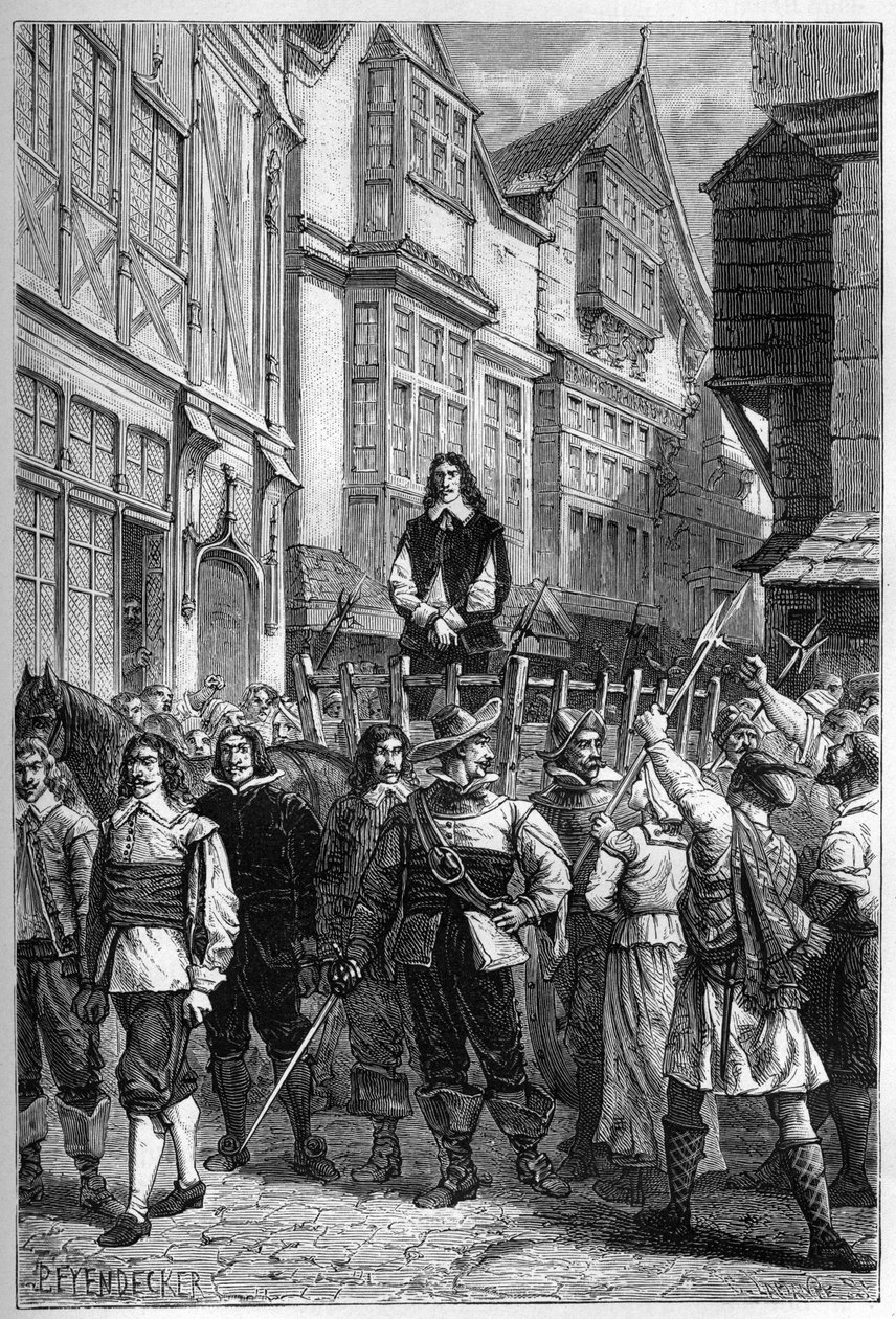 Montrose ble ført til fengsel på en vogn - James Graham (1612-1650), Marquess of Montrose skotsk general utstilt i High Street of Edinburgh, i 1650 - gravering fra "" The History of England, fra de tidligste tider "" av Francois Guizot 187 av French School