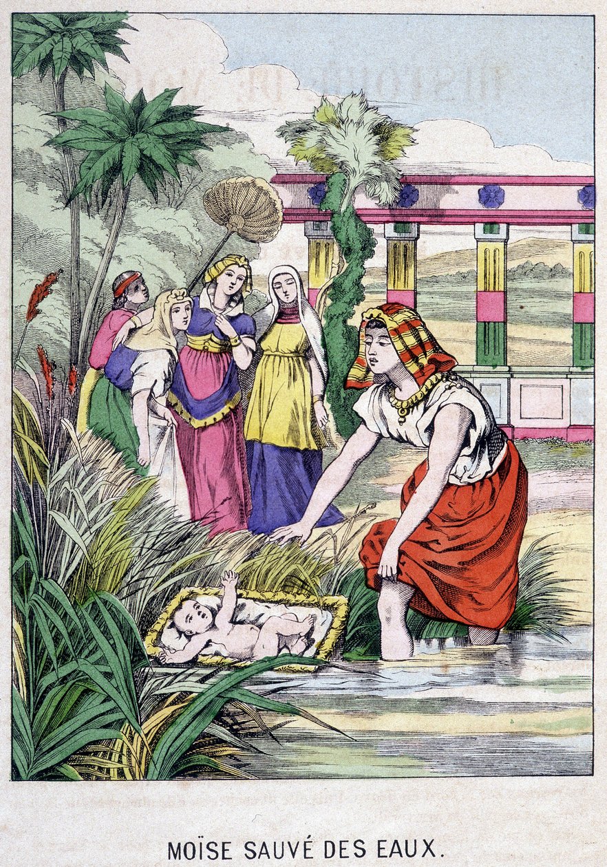 Moses reddet fra vannet - i ""Life of Moses"", red. Olivier Pinot, Epinal, sent på 1800-tallet av French School