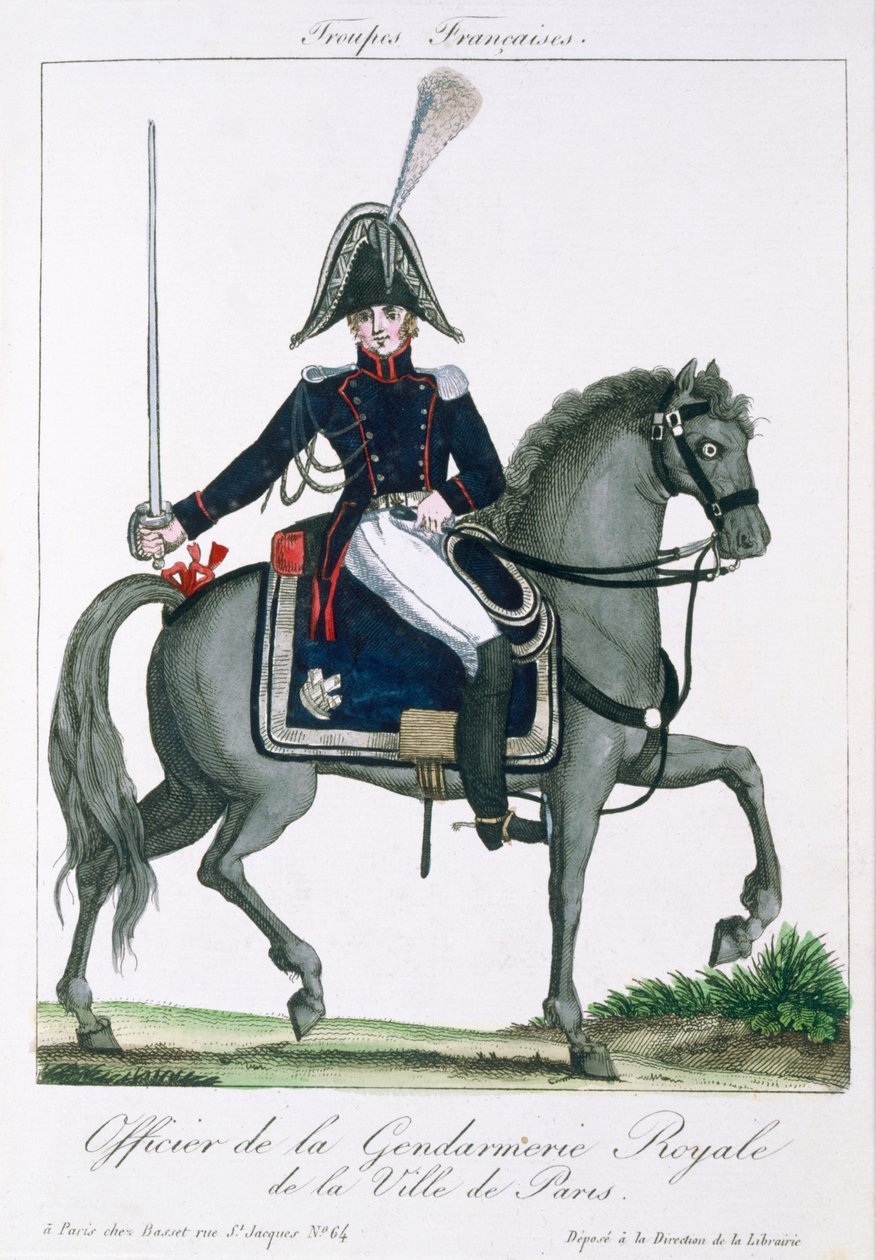 Montert offiser for det kongelige gendarmeriet i Paris, ca. 1790 av French School