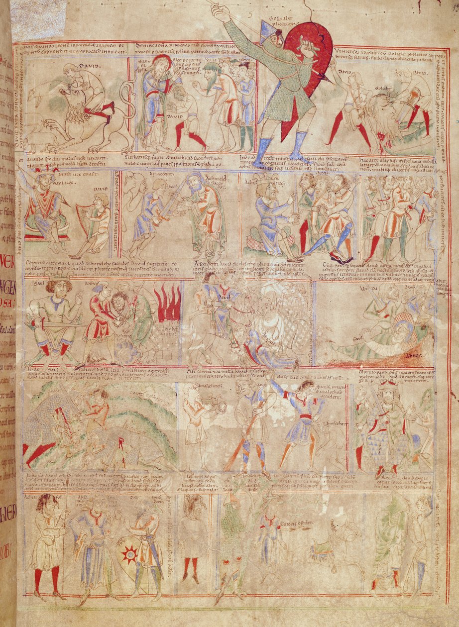 Ms.1215 t.3 fol. 13r Scener fra Davids liv, fra Bibelen til Etienne Harding av French School