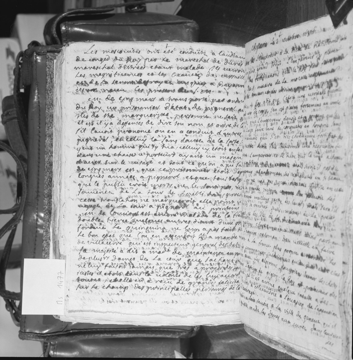 Ms.1477 fol.396vo Brev som kommenterer mannen i jernmasken, 4. september 1687 (penn og blekk på papir) av French School