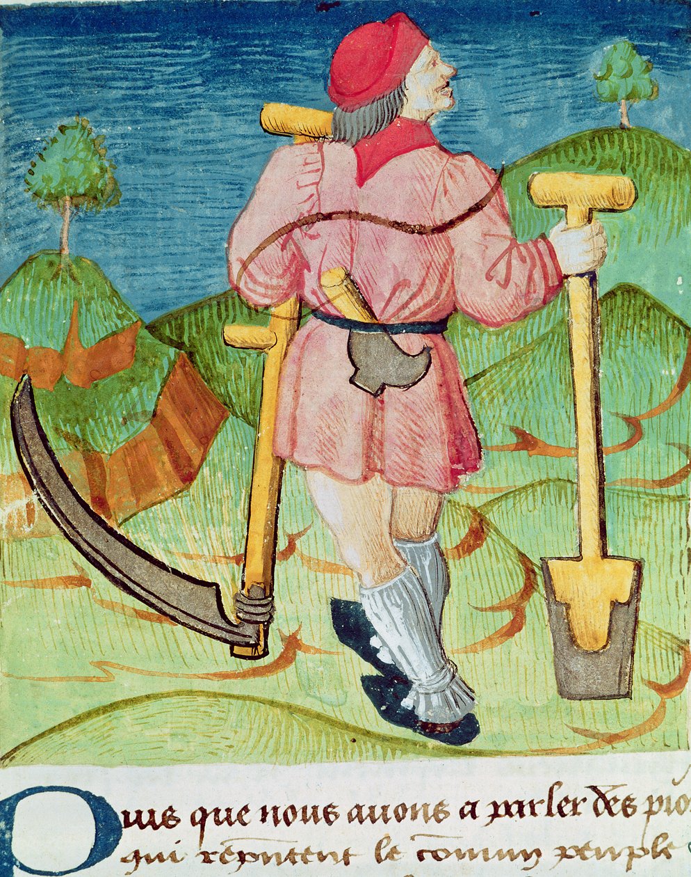 Ms.3066 fol.39v The Labourer, fra Le Livre des echecs moralises, av Jacques de Cessoles av French School