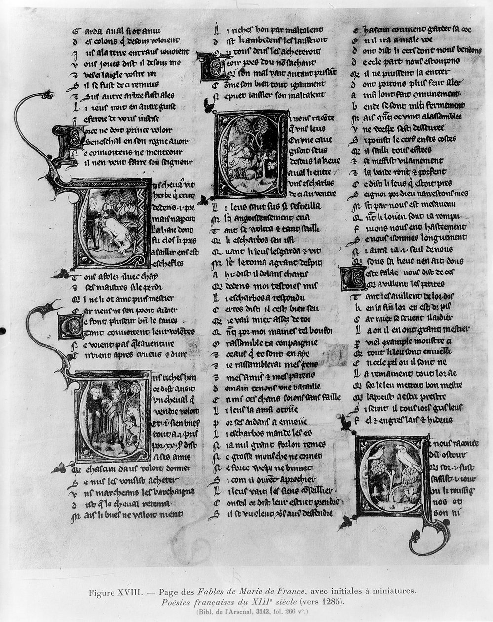 Ms.3142 fol.266 Fables av Marie de France (fl. 1100-tallet), fra en antologi med franske dikt, ca. 1280-90 av French School