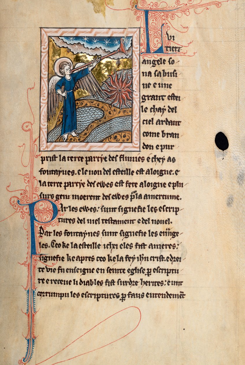 Ms65 f29r, Commentary on the Apocalypse of St John, sent på 1200-tallet (penn og blekk og tempera på vellum) av French School