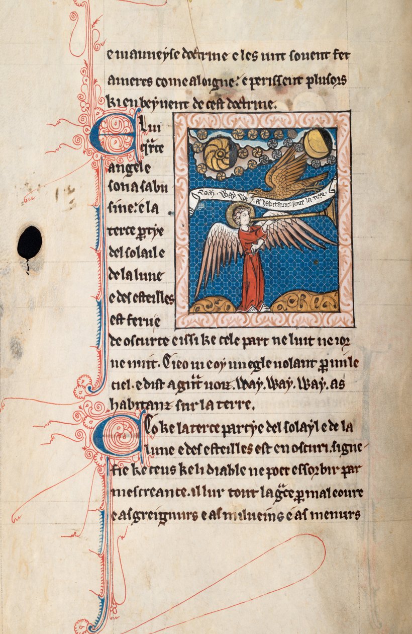 Ms65 f29v, Commentary on the Apocalypse of St John, sent på 1200-tallet (penn og blekk og tempera på vellum) av French School