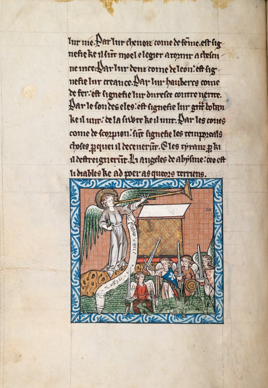 Ms65 f31v, Commentary on the Apocalypse of St John, sent på 1200-tallet (penn og blekk og tempera på vellum) av French School