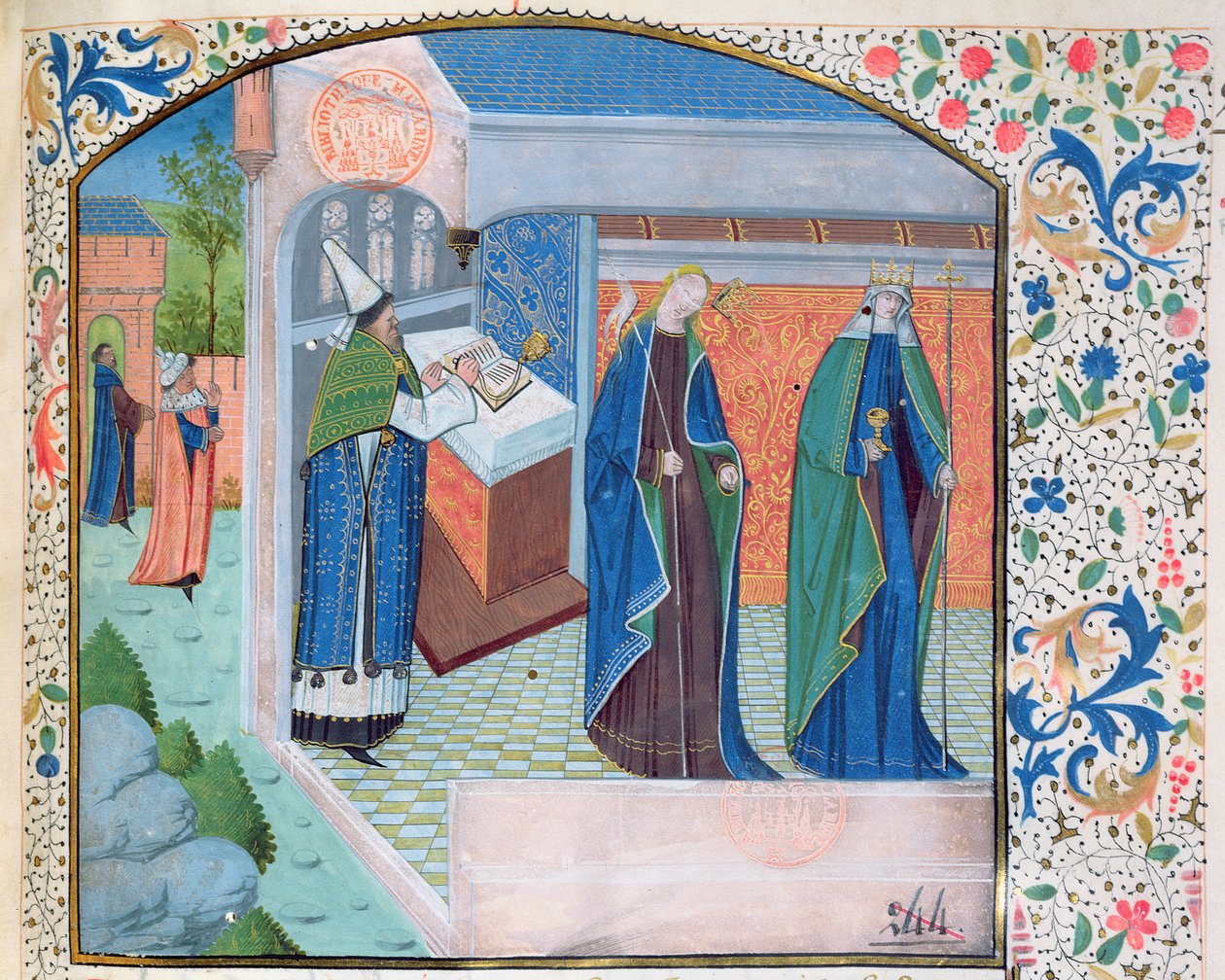 Ms 0338 f.1 Kirken og synagogen, c.1465-70 av French School