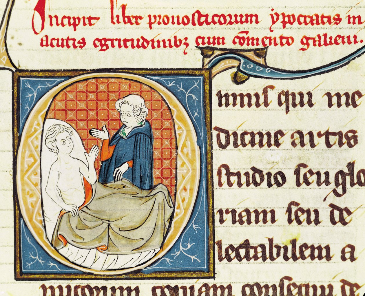 Ms 1003 fol.79 A Doctor Diagnosing a Patient, fra Oeuvres de Galien av Claudius Galenus (ca.130-c.201) av French School