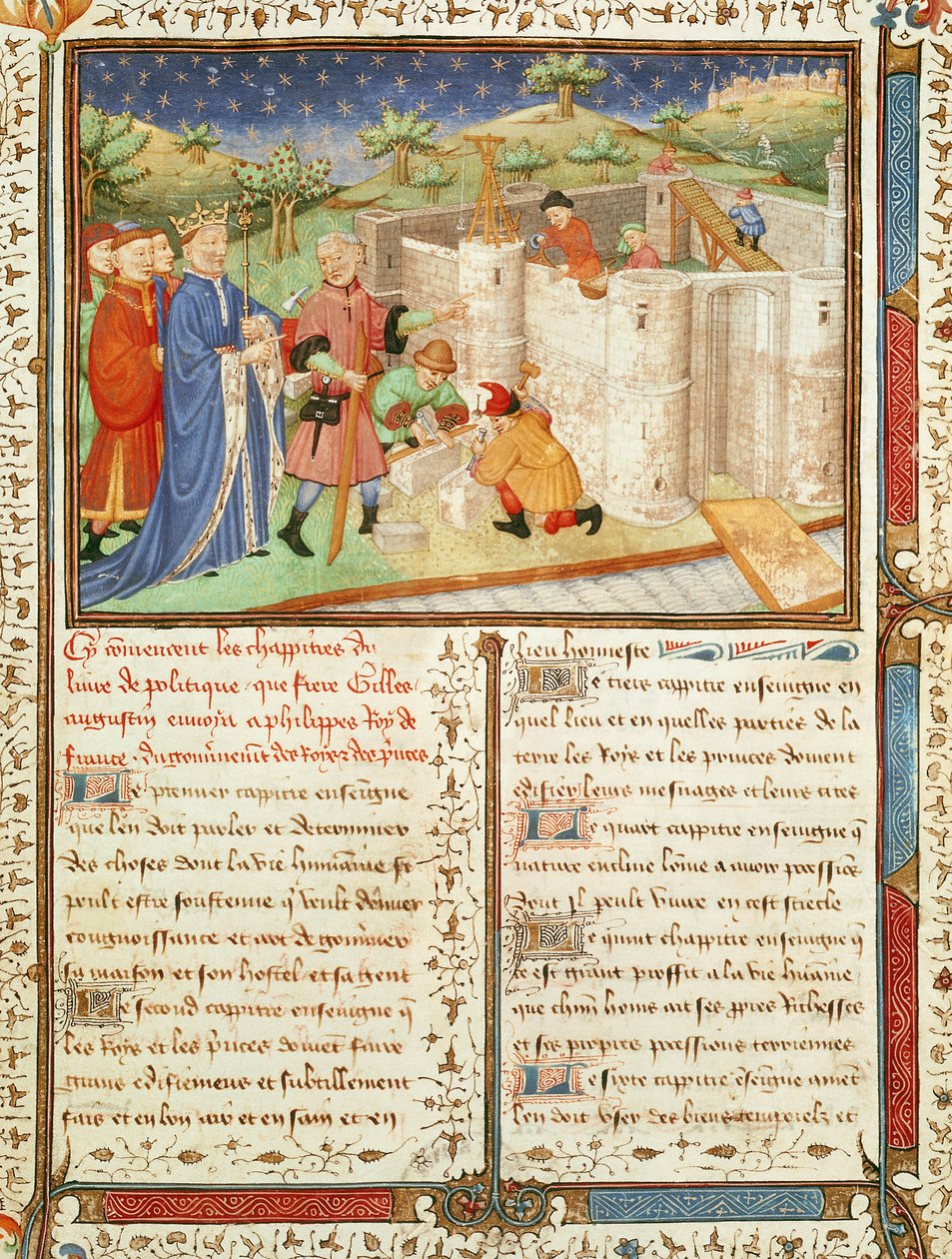 Ms 1015 fol.1 Illustrasjon fra Government of Kings and Princes av French School