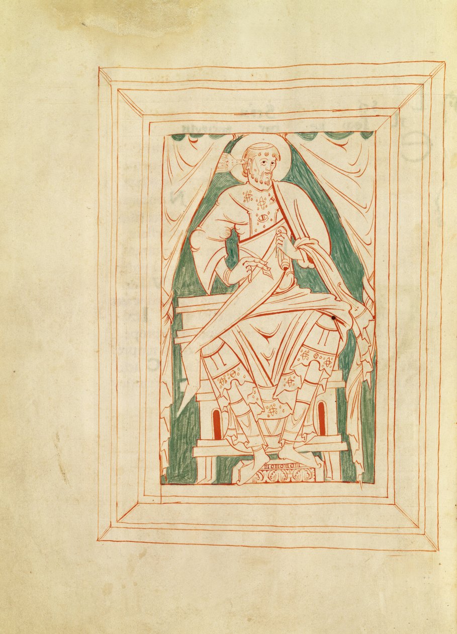 Ms 103 Frontispice som viser St. Gregory the Great (540-604) fra en prekenbok av French School