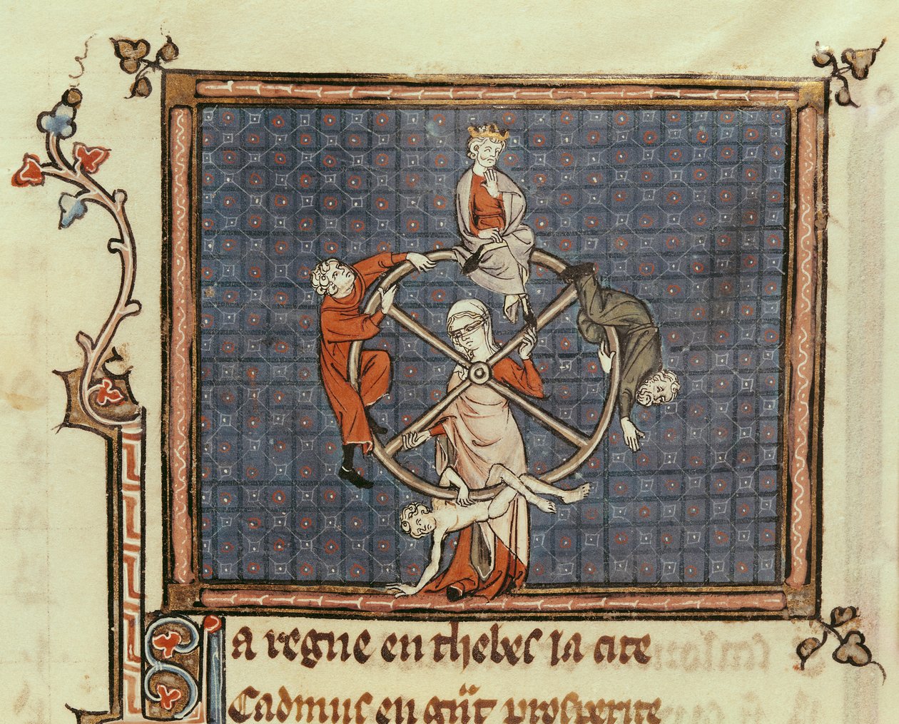 Ms 1044 Fol.74 The Wheel of Fortune, fra Ovide Moralise skrevet av Chretien Legouais av French School