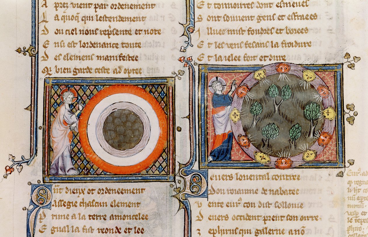Ms 1044 fol.17v The Creation, fra Ovide Moralise skrevet av Chretien Legouais av French School
