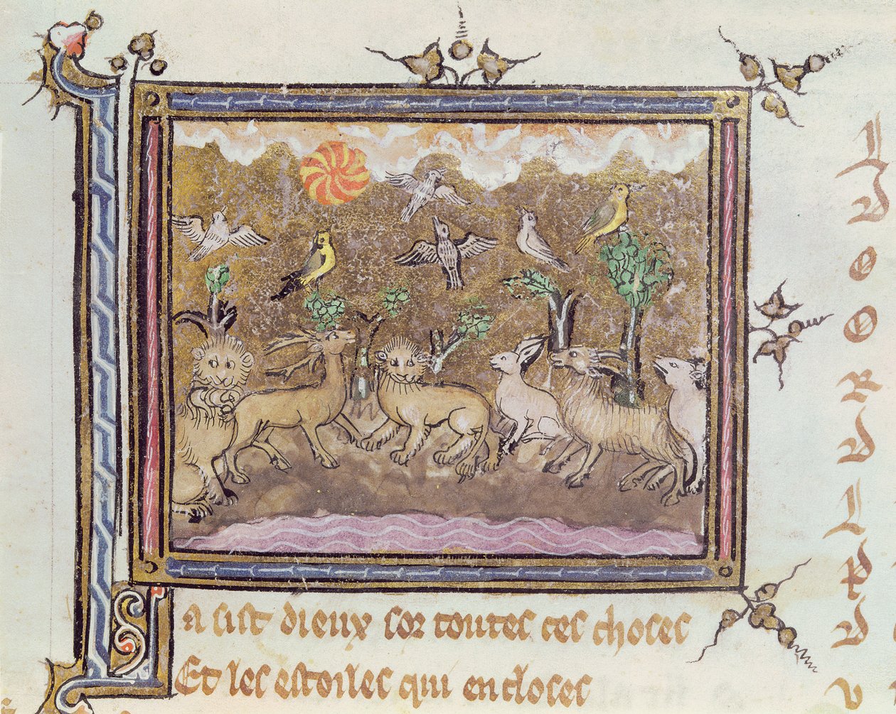 Ms 1044 fol.18 The Creation of the Animals, fra Ovide Moralise skrevet av Chretien Legouais av French School