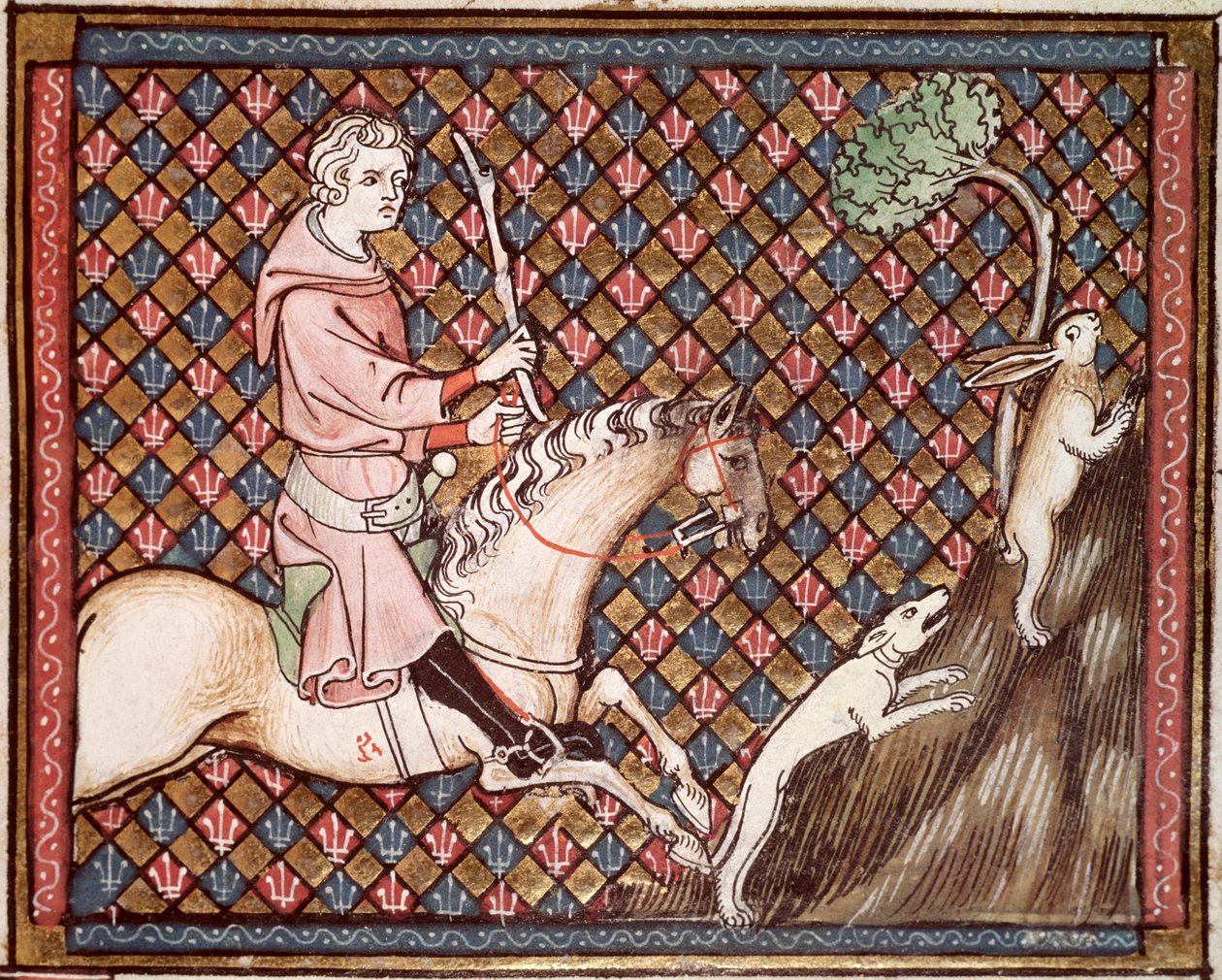 Ms 1044 fol.76 Hunting Hares, fra Ovide Moralise skrevet av Chretien Legouais av French School
