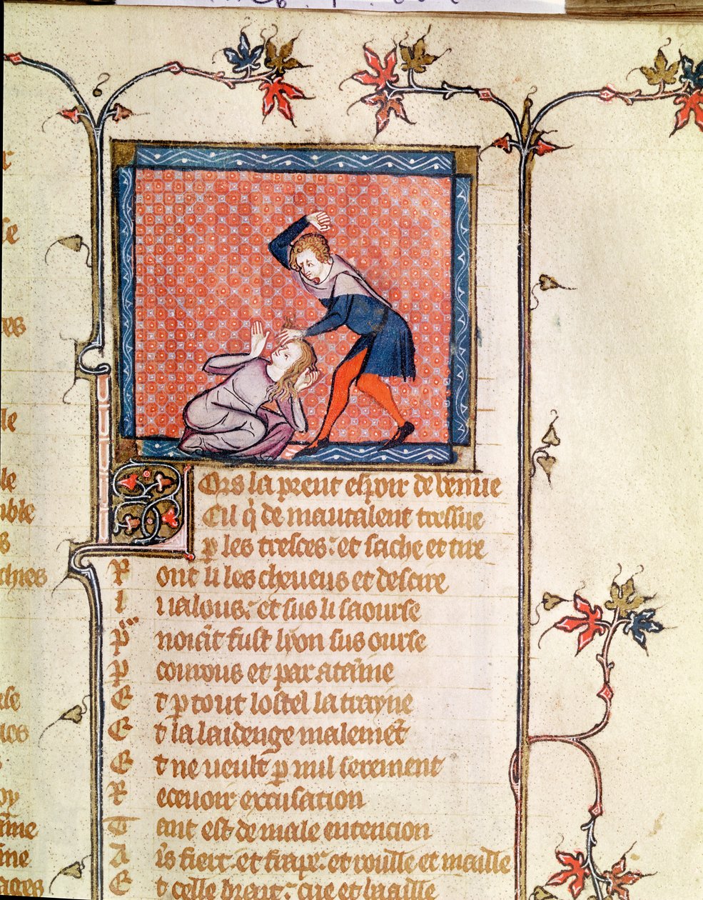 Ms 1126 f.66r The Violence of Jealousy, fra Roman de la Rose c.1487-95) av French School