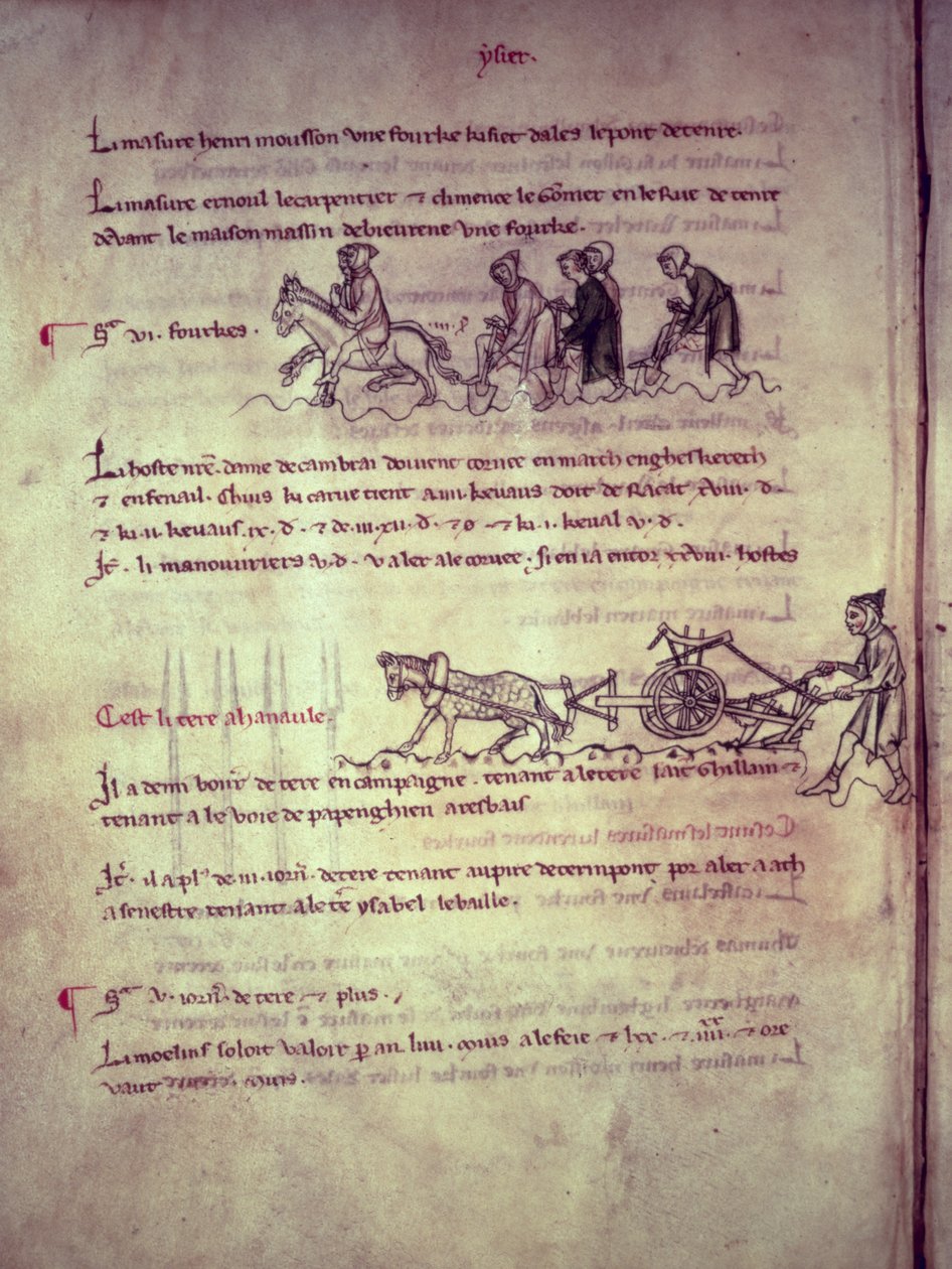 Ms 1175 f.156v Labours, fra Old Rentier of Oudenaarde, 1291-1302 av French School