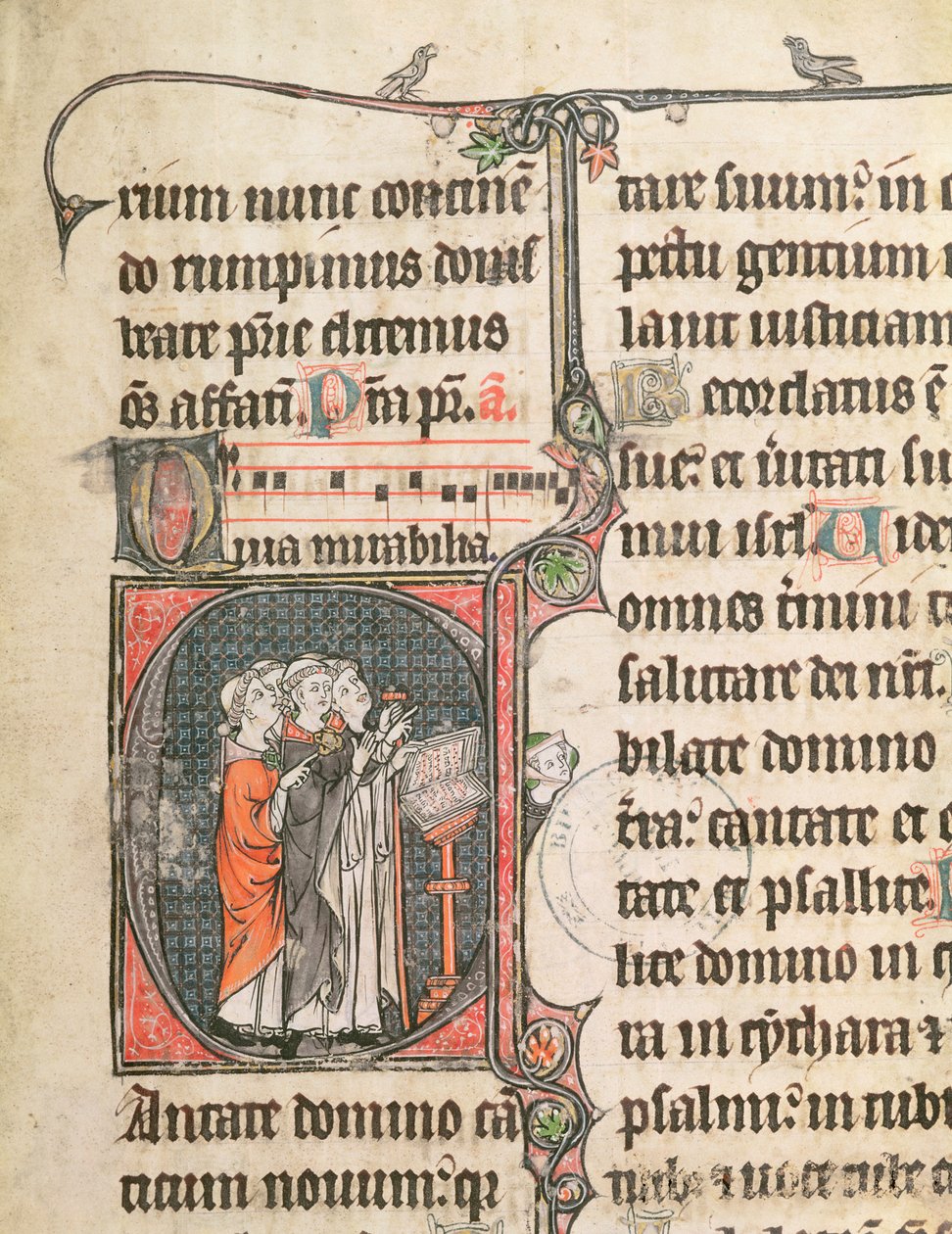 Ms 124 fol.98 Munker synger, fra en Psalter av French School