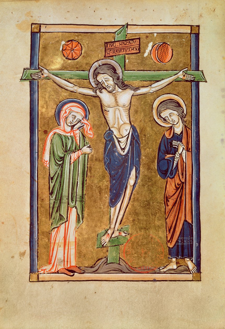 Frk. 1273 fol.14v Korsfestelsen, illustrasjon fra en psalter av French School