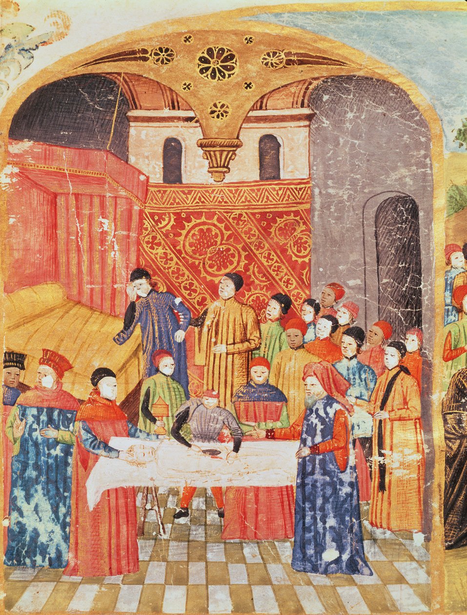 Ms 1335 f.219 Disseksjon av kroppen til Alexander den store, fra Vie dAlexandre le Grand av French School