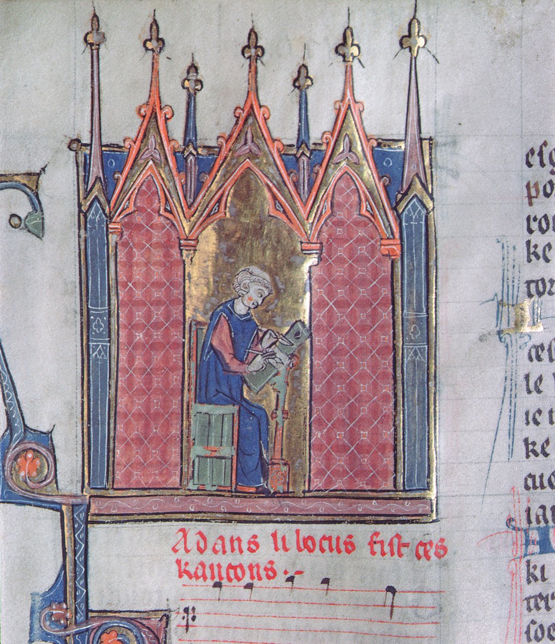 Ms 139 fol.142v Adam de la Halle, fra Chansonnier dArras av French School