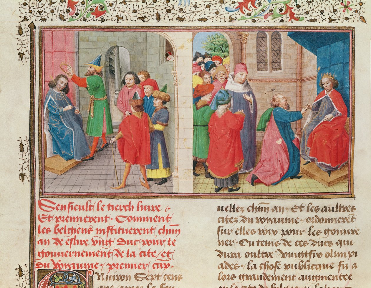 Ms 149 t.1 fol.108v Hvordan belgierne velger en hertug, fra Histoire des Nobles Princes de Hainaut, av Jacques de Guise av French School