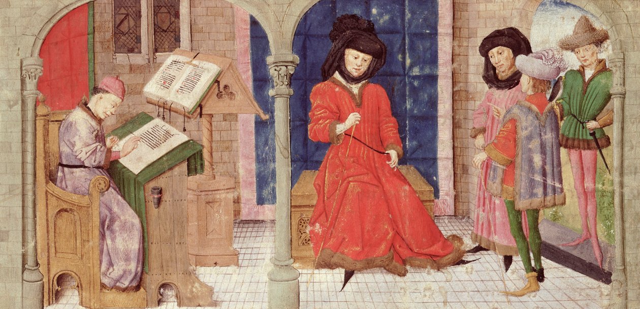 Ms 149 t.1 fol.1 The Scribe, fra Histoire des Nobles Princes de Hainaut, av Jacques de Guise av French School
