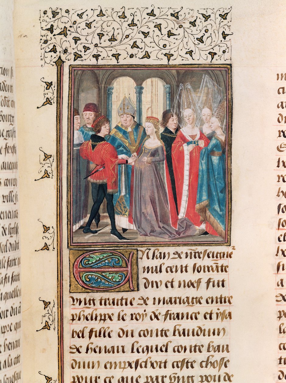 Frk. 149 t.3 fol.88 Ekteskapet til Philippe Auguste (1165-1223) konge av Frankrike og Isabelle av Hainault, datter av grev Baudouin av French School