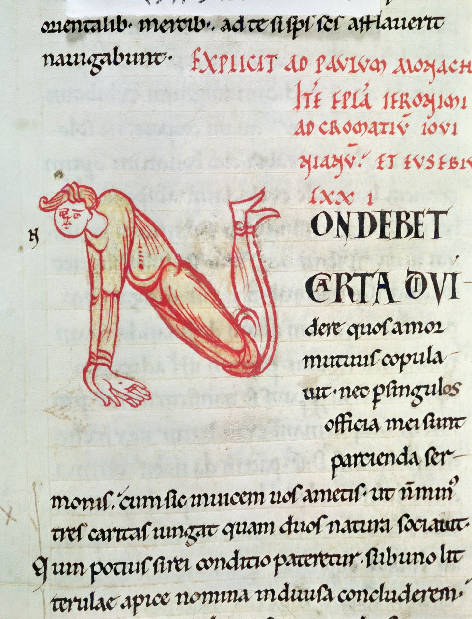 Ms 154 fol.137v Historikert initial N, fra bokstavene til St. Hieronymus av French School