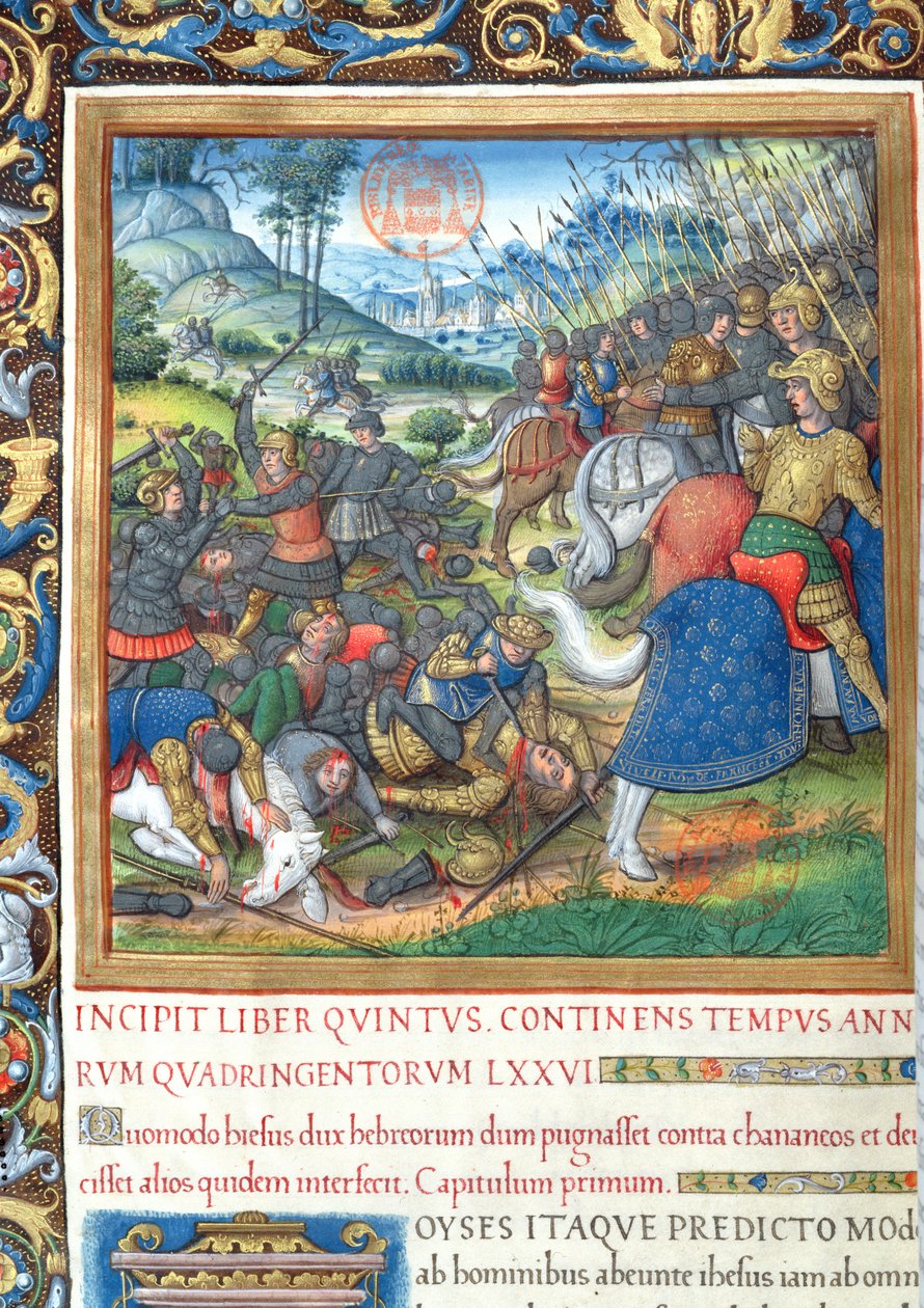 Fru 1581 f. 154 Illustrasjon fra bok VIII (Fra Davids død til Akabs død), kapittel 1 av jødenes antikviteter (Antiquitates Judaicae) av Flavius Josephus - Hvordan Salomo, da han av French School