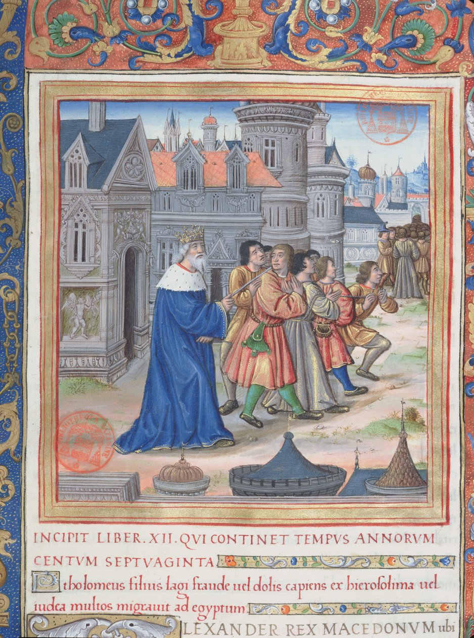 Fru 1581 f. 228 Illustrasjon fra bok XII (Fra Alexander den stores død til Judas Maccabaeus