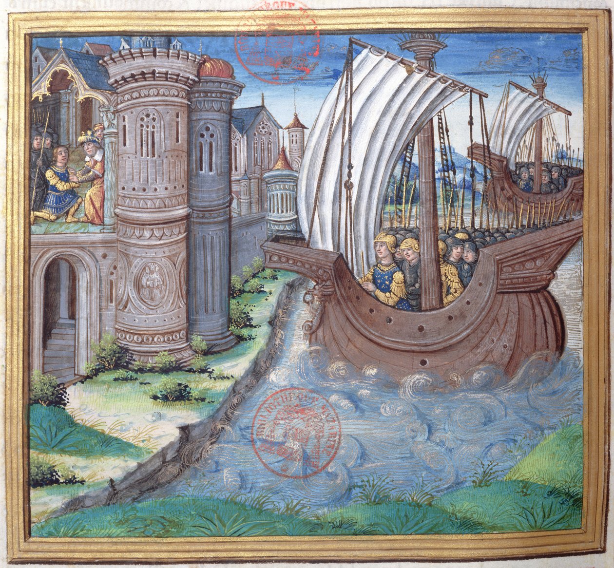 Fru 1581 f. 326v Illustrasjon fra bok XVI (Fra avslutningen av templet av Herodes til Alexander og Aristobulus