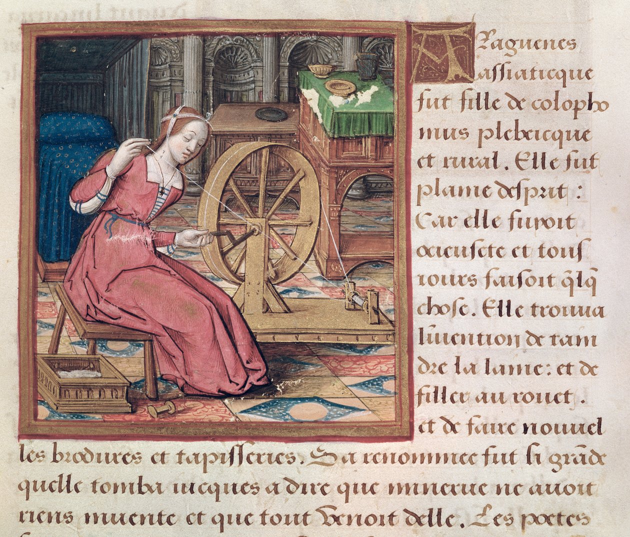 Ms 17 Arachne, fra Lives of Famous Women, ca. 1505 av French School