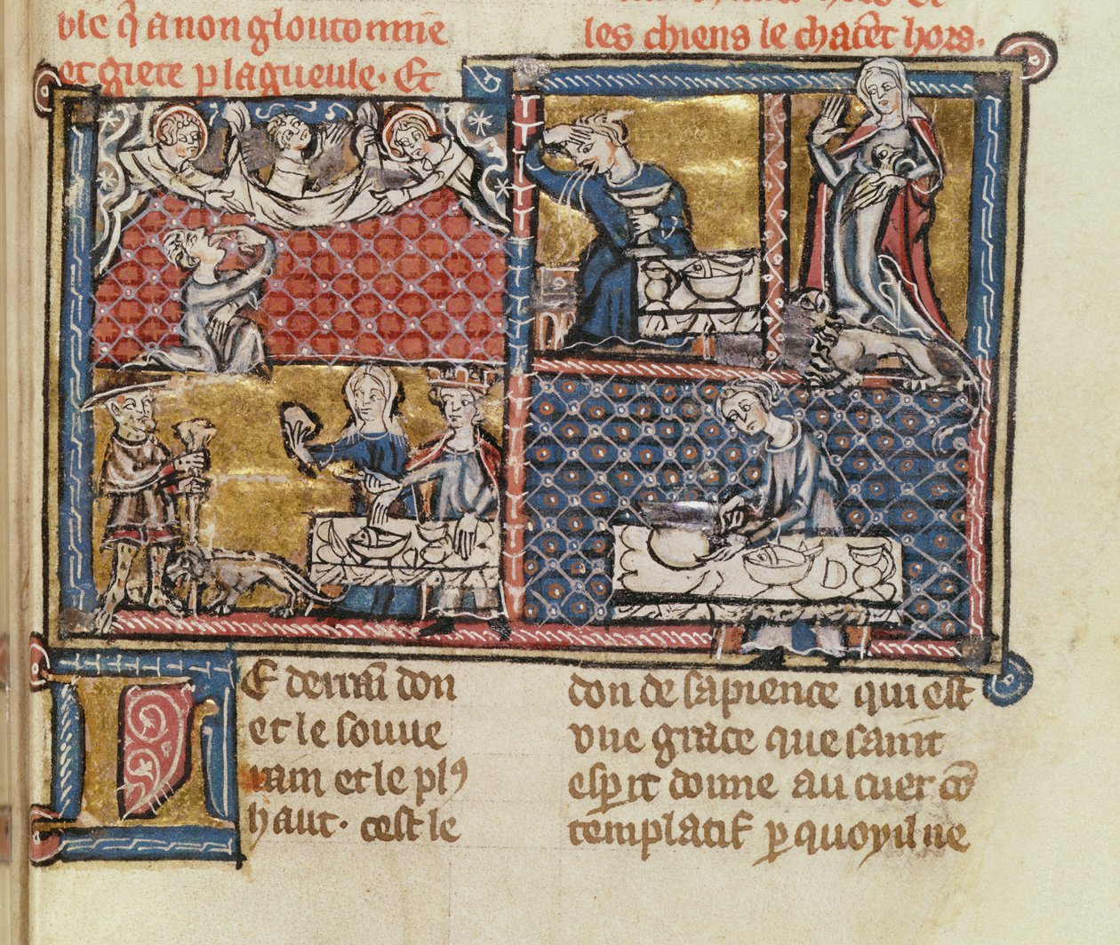 Ms 1895 fol.149 Side fra en bok mot franske laster og dyder av French School