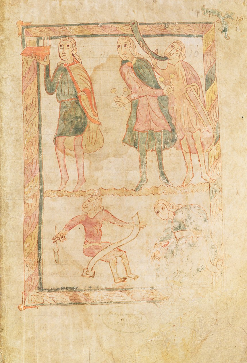 Ms 18 fol.14 Davids akolytter, fra en psalter av French School