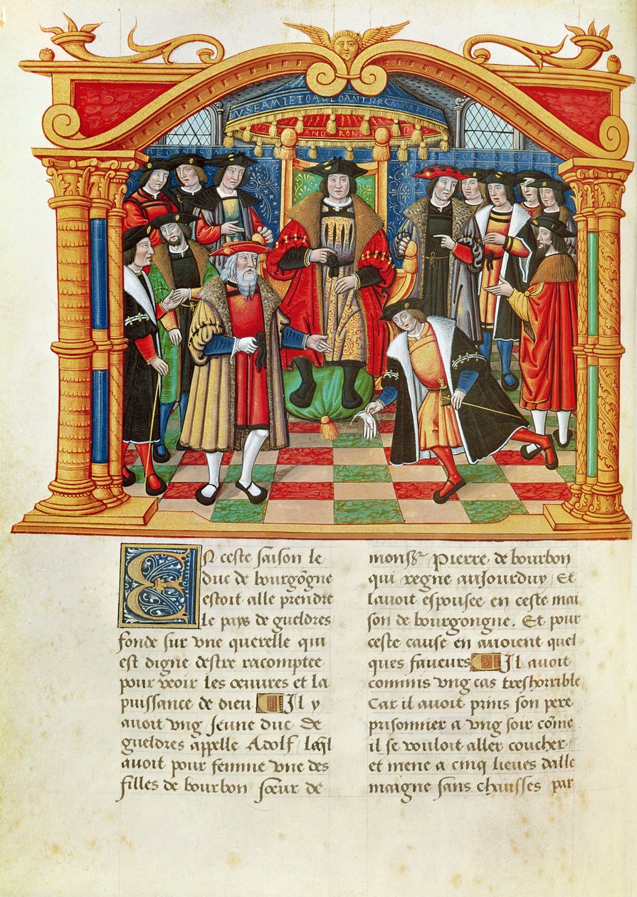 Ms 18 fol.99v Adolphe de Gueldres, fra memoarene til Philippe av Commines (1445-1509) av French School