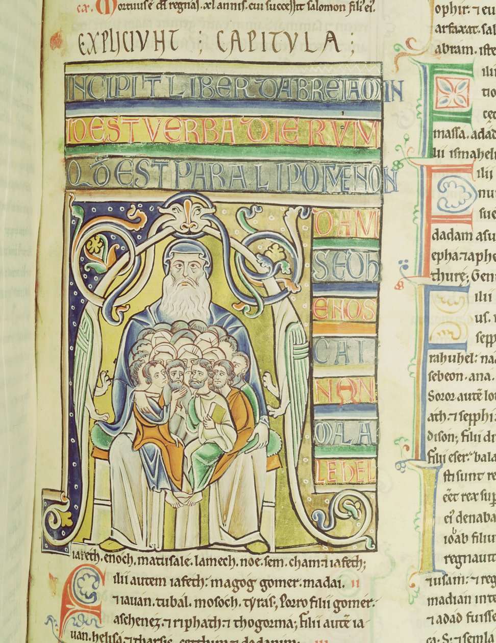 Ms 1 f.256 Historikert brev A som viser generasjoner i Abrahams bryst, fra Souvigny-bibelen av French School