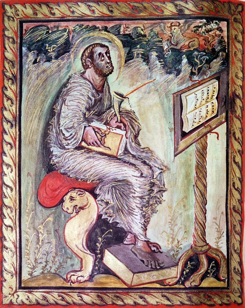 Ms 1 fol.90v St. Luke, fra Ebbo-evangeliene, ca. 816-835 av French School