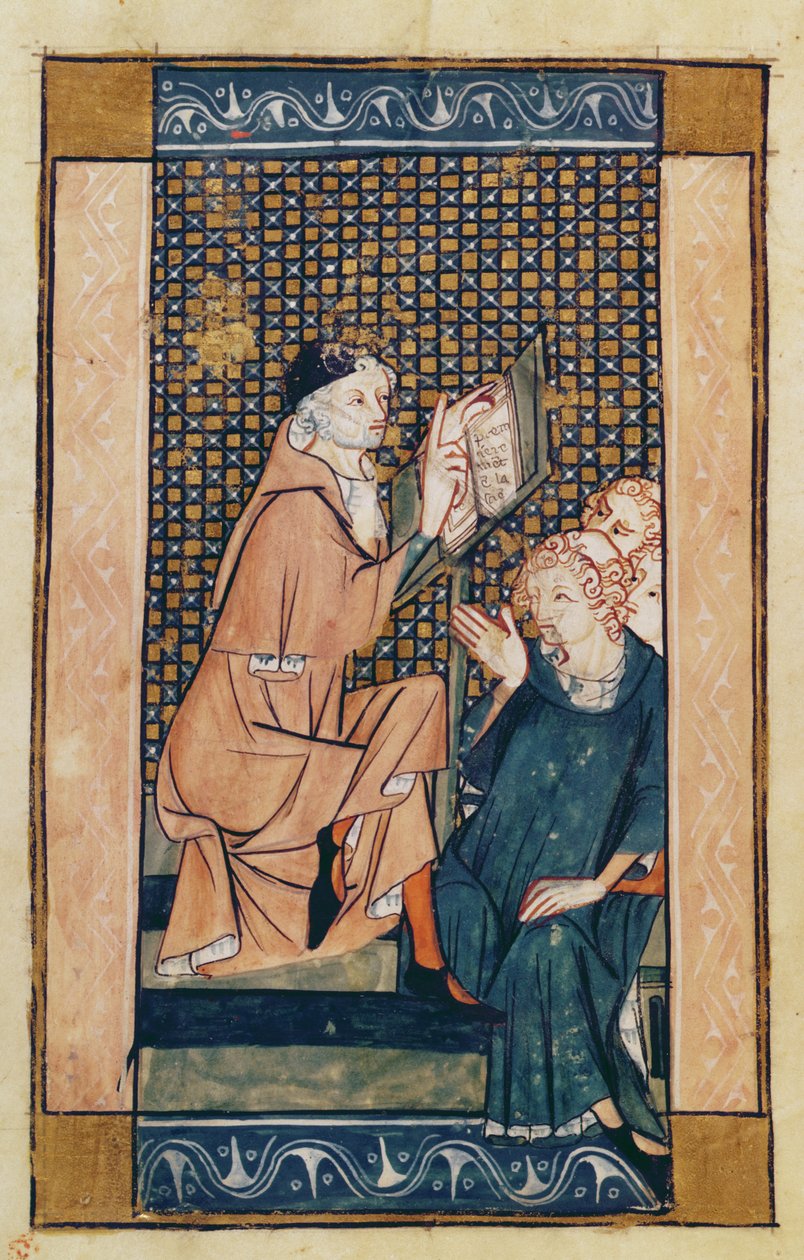 Ms 2030 fol.1v Henri de Mondeville (c.1260-c.1320) undervisning, fra La Chirurgie de Maitre Henri de Mondeville av French School