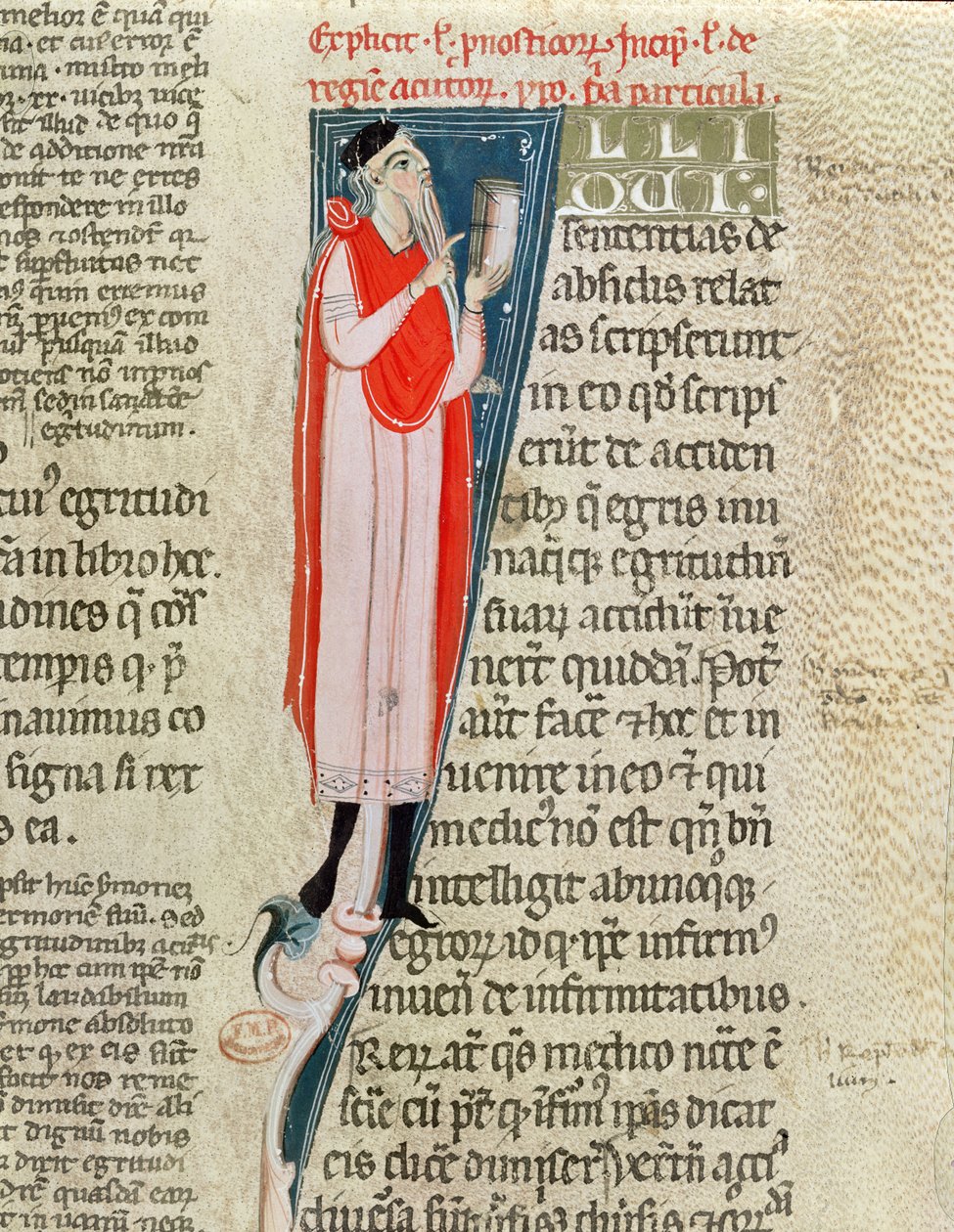 Ms 2046 En doktor underviser, fra Aforismer av Hippokrates (ca. 460-c. 377 f.Kr.) med en kommentar av Claudius Galenus (ca. 130-c. 201) av French School