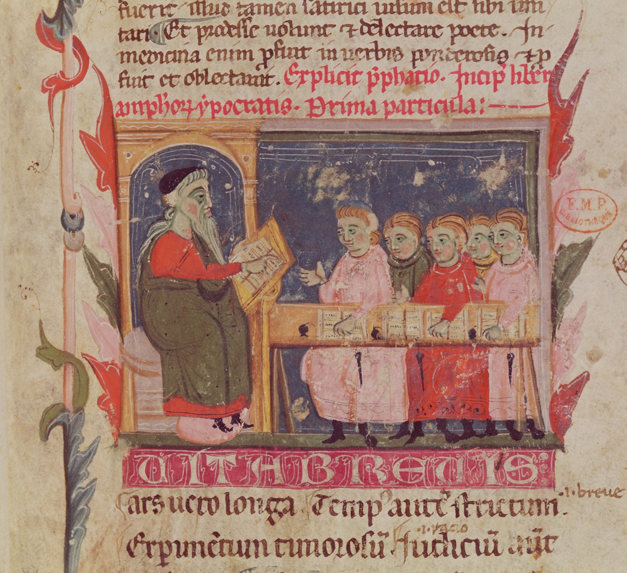 Frk. 2046 fol. 1 Instruksjonsscene, detalj på første side av 