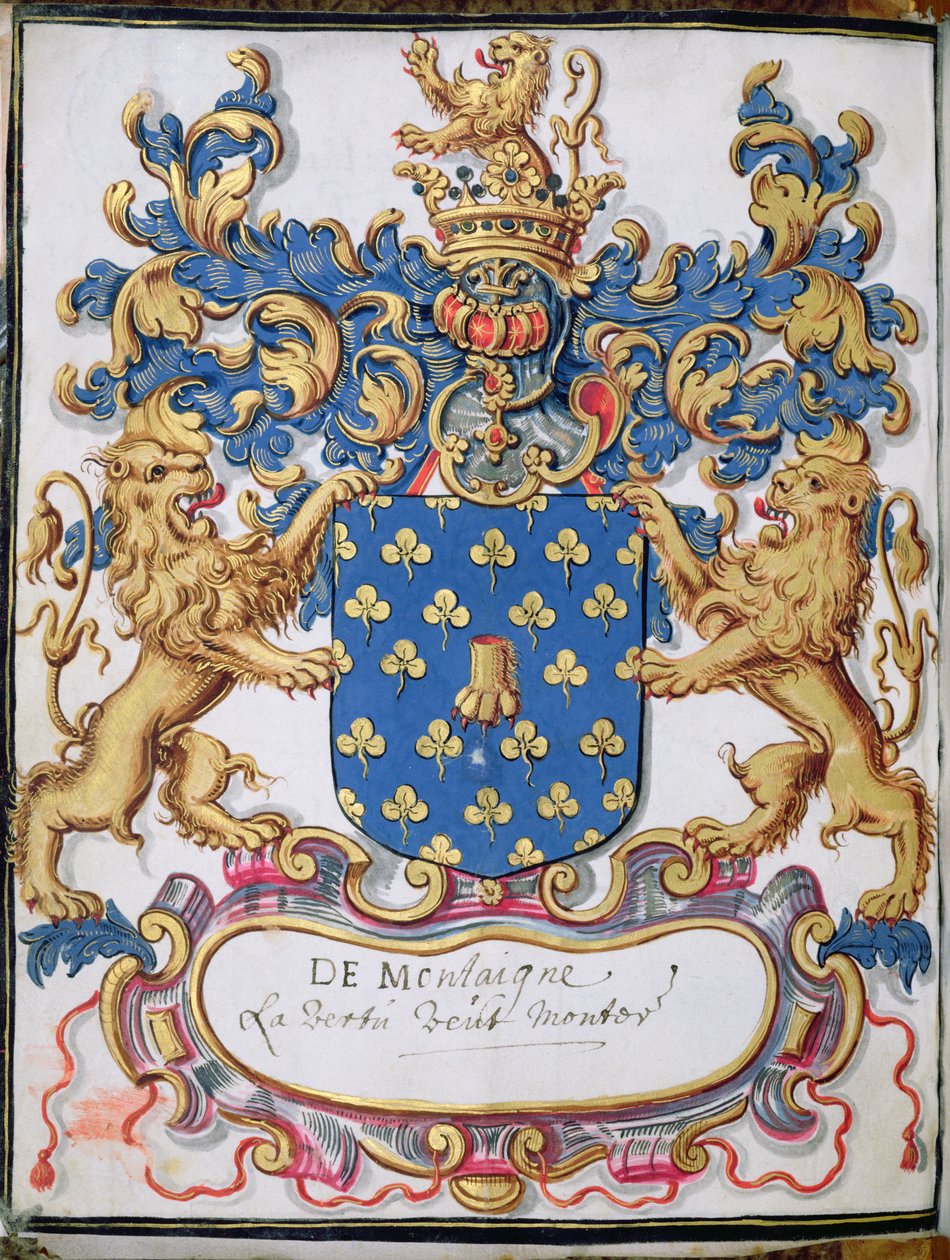 Ms 2151, fol.lv Våpenskjold til Michel Eyquem de Montaigne (1533-92) av French School