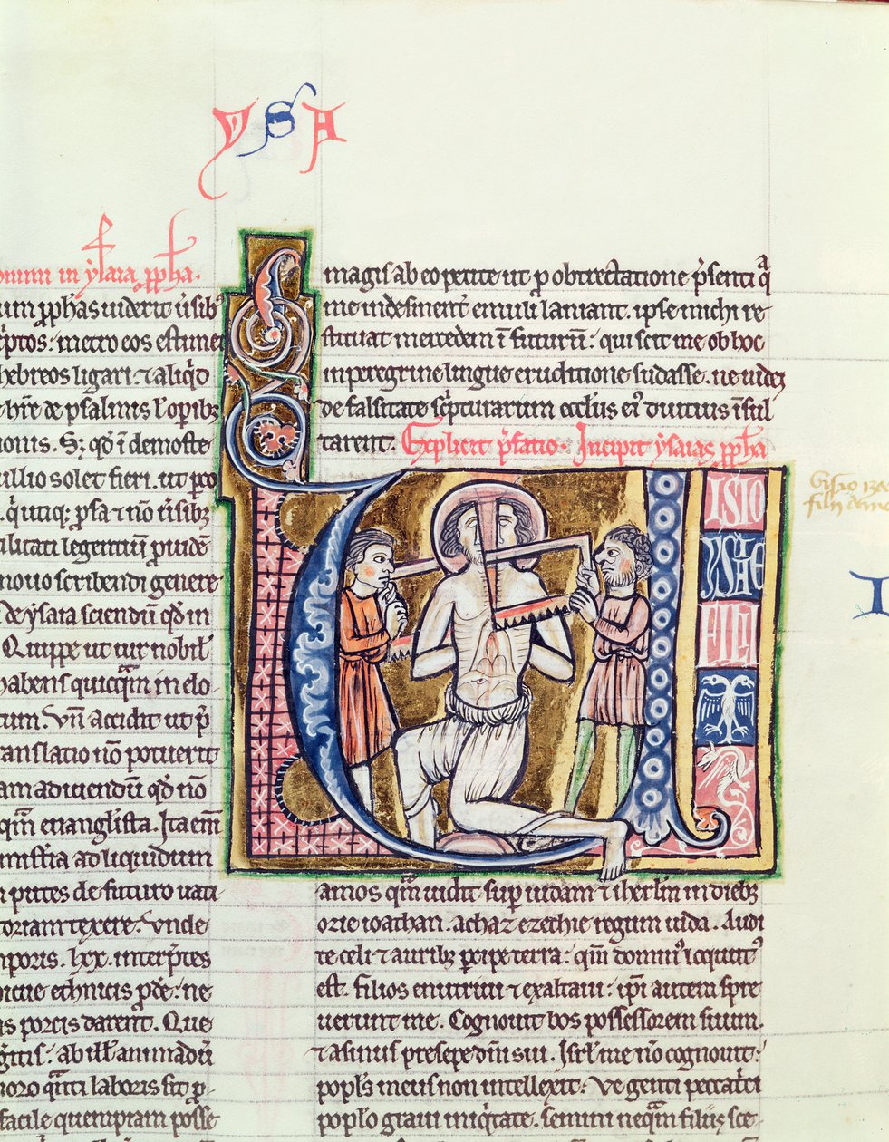 Ms 21 fol.98v Jesajas martyrium, fra en bibel av French School