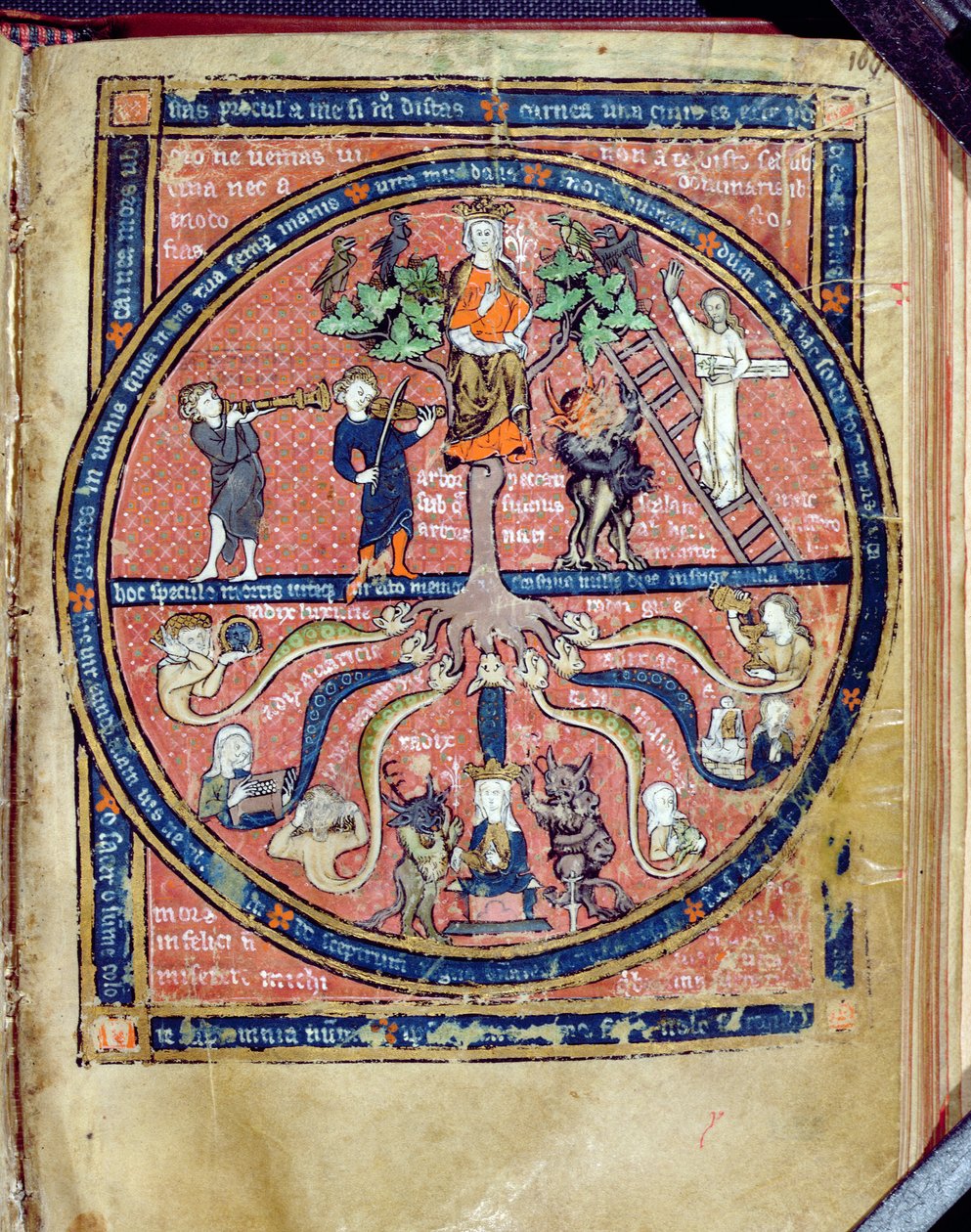 Ms 2200 Allegorical Tree, fra De Philosophia Mundi av Guillaume de Conches (1100-54) 1276-77 av French School