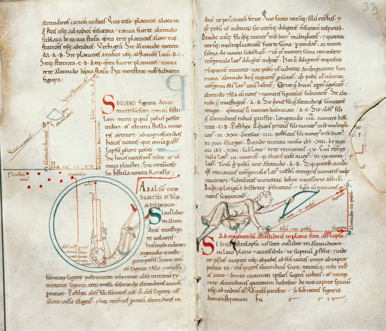 Ms 235 f.32 & 33 Geometri, fra en Traite dAstronomie av French School