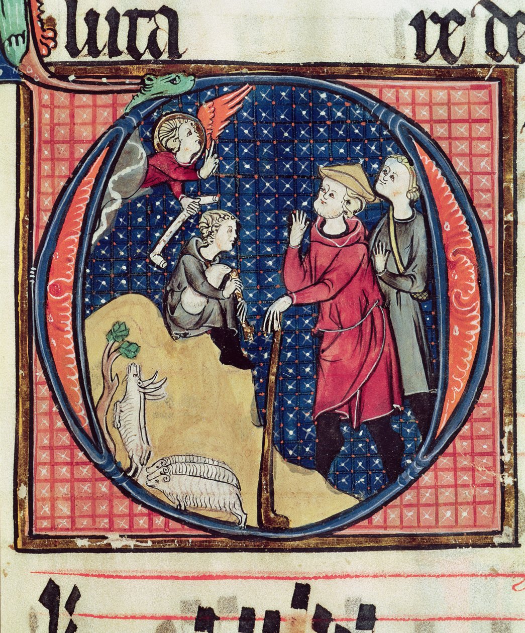 Ms 240 fol.16 Annunciation to the Shepherds, fra en antifonal, 1257 av French School