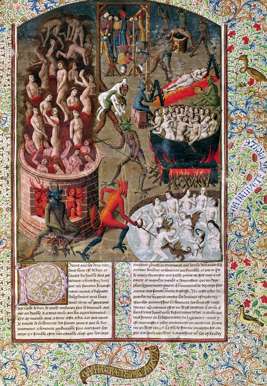 Ms 246 f.383r Hell, fra den franske oversettelsen av De Civitate Dei av St. Augustine av Hippo (354-430) av French School