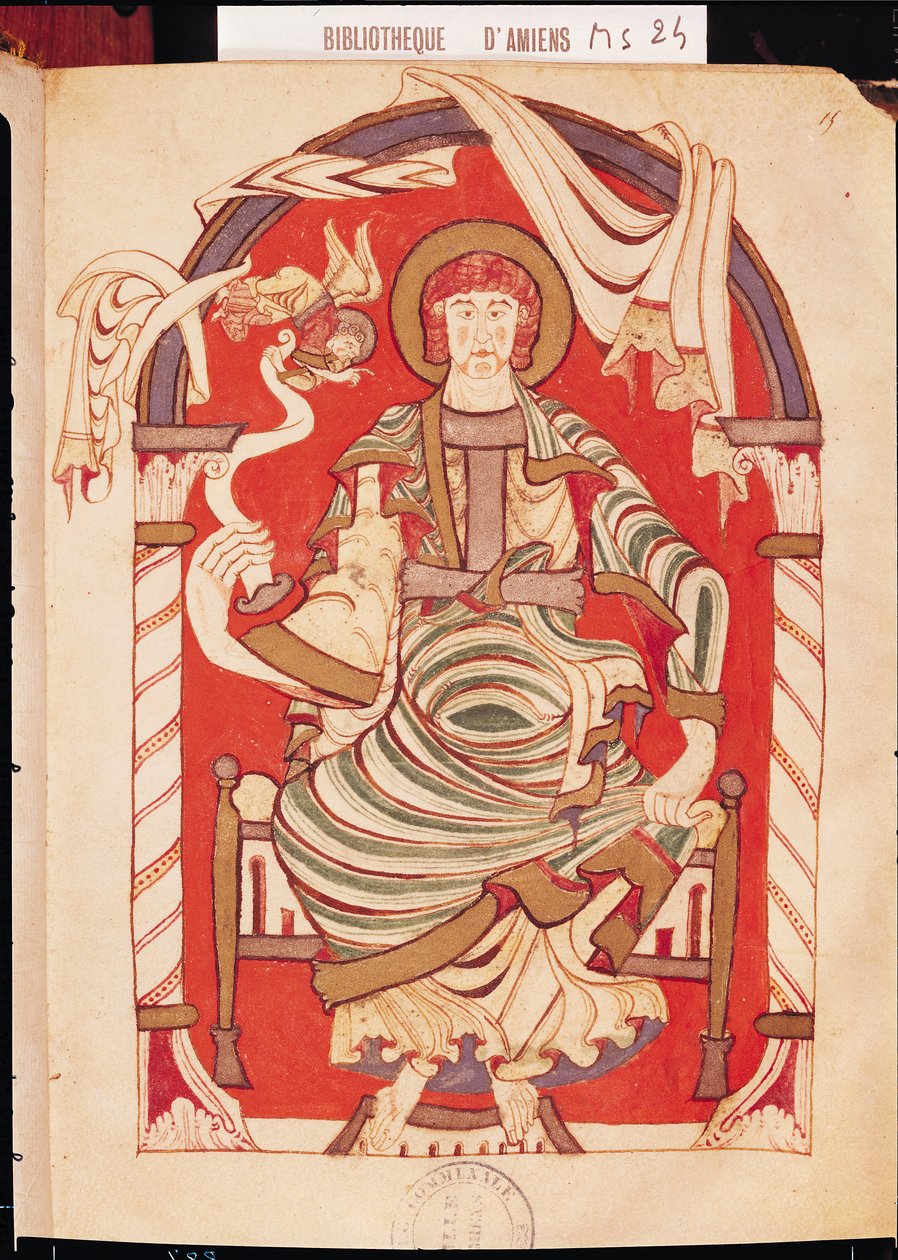 Ms 24 fol.15 St. Matteus, illustrasjon fra Evangeliet til Corbie-klosteret av French School