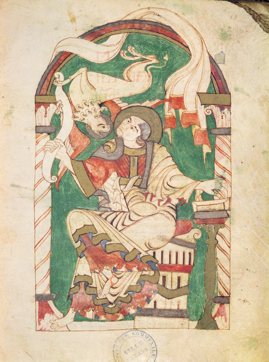 Ms 24 fol.53 St. Mark, fra et evangelium fra Corbie Abbey av French School